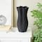 Black Contemporary Abstract Ribbed Ceramic Tulip Vase
